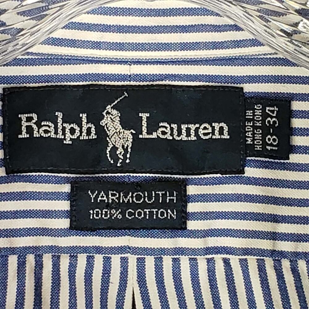 Polo Ralph Lauren Oxford Shirt Mens Size XXL LS Button Down Yarmouth Blue Stripe - Picture 4 of 9
